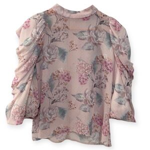 Carlucci Boutique Floral Puff‎ Sleeve Blouse​